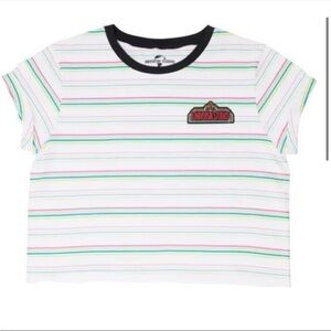 🔥5/$25 NWOT Universal Studios Retro White & Pastel Striped Shirt Crop Top Size M